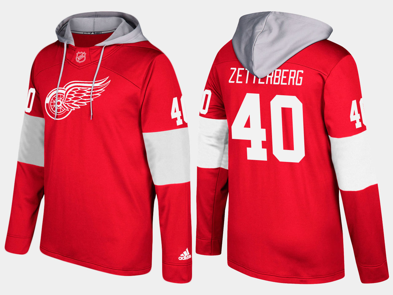 NHL Men Detroit red wings #40 henrik zetterberg red hoodie->detroit red wings->NHL Jersey